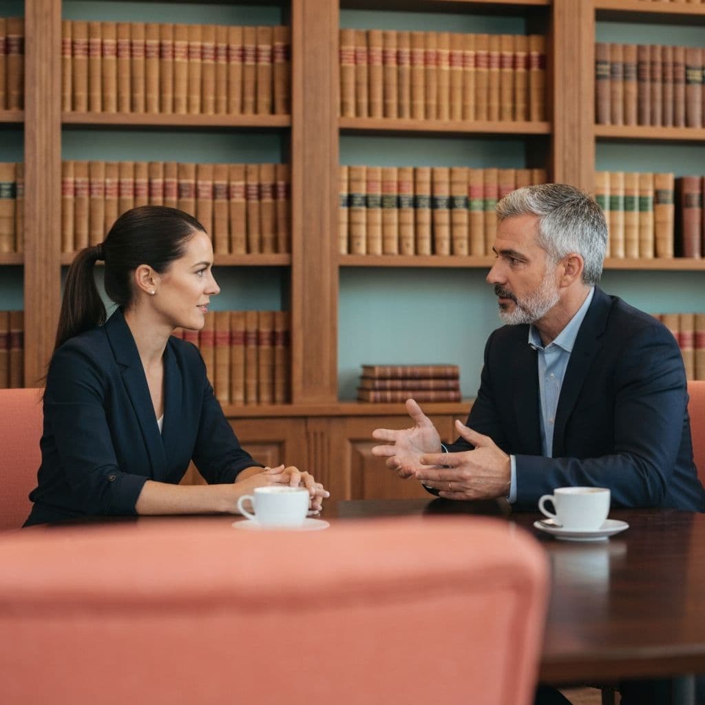 Dos personas conversando en una oficina durante una sesión individual